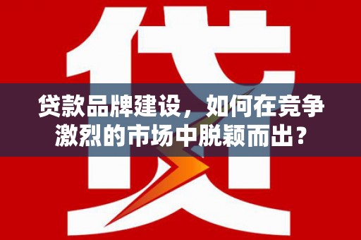 三穗贷款品牌建设，如何在竞争激烈的市场中脱颖而出？