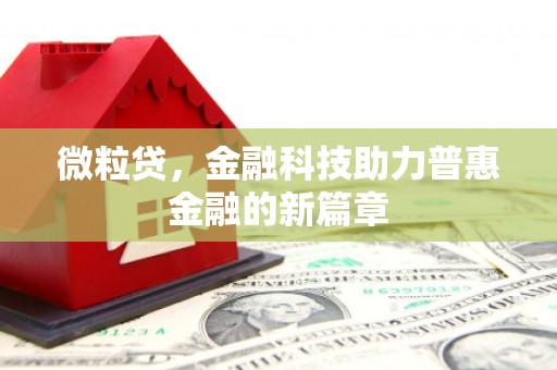 三穗微粒贷，金融科技助力普惠金融的新篇章